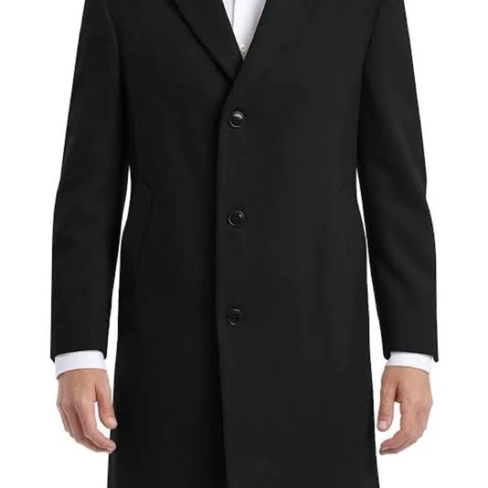 Chaps Men's Classic Topcoat Size 40R Black 80% Wool